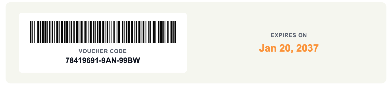 The barcode and voucher code card on the new WagJag voucher design