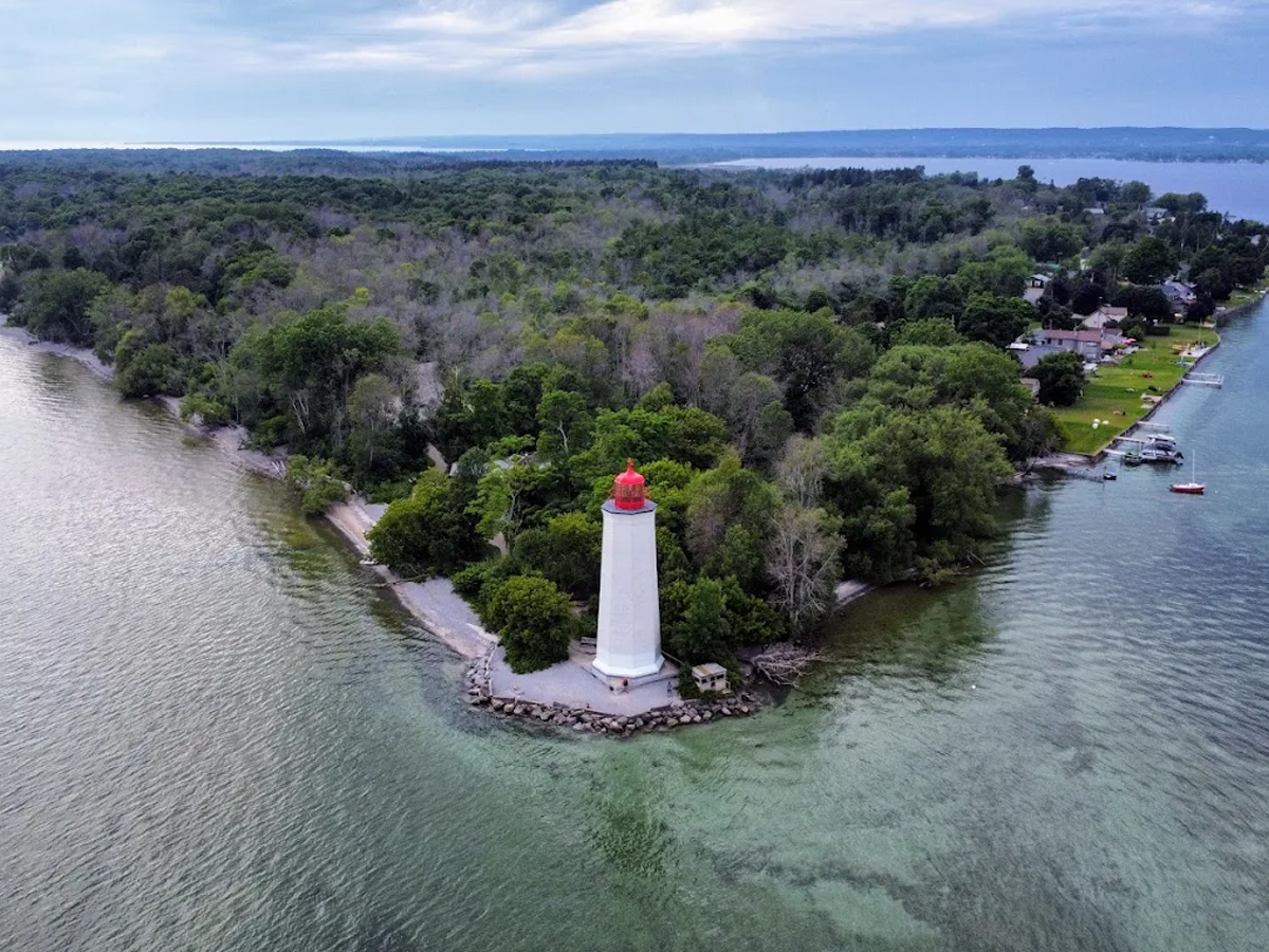 The lighthouse and shoreline at Presqu'ile Provincial Park.