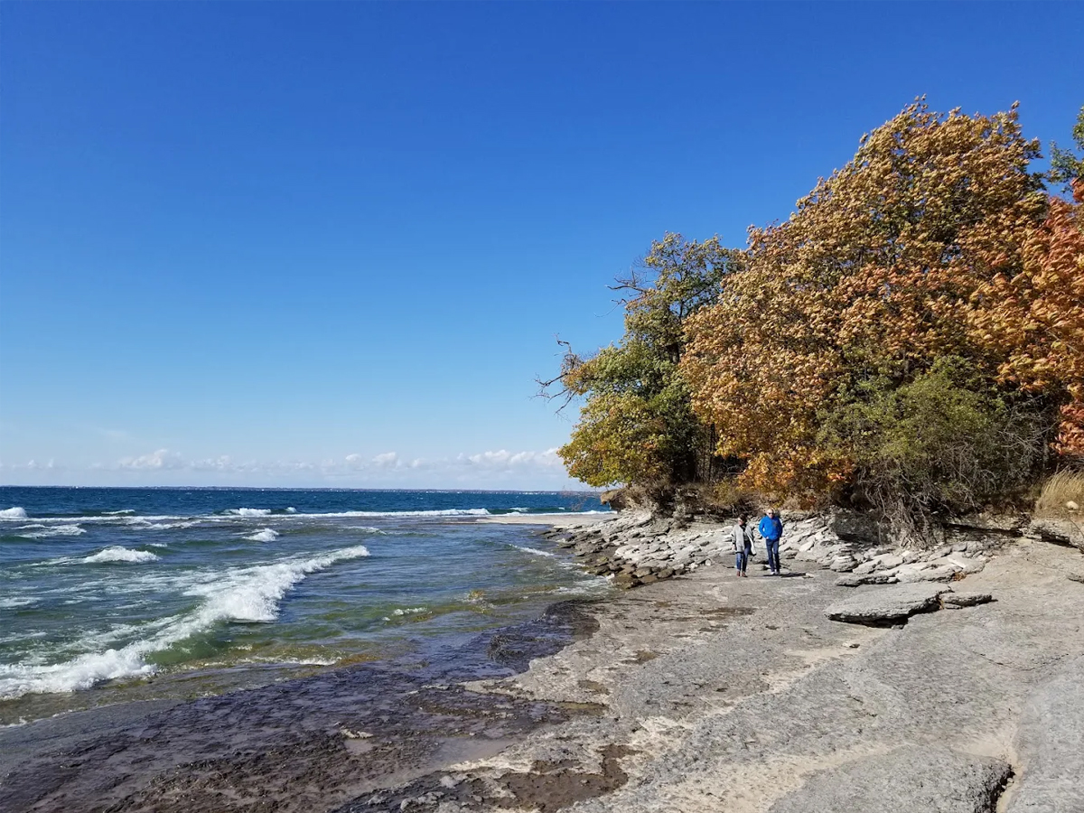 Sand dunes and shoreline at Sandbanks Provincial Park on Lake Ontario.