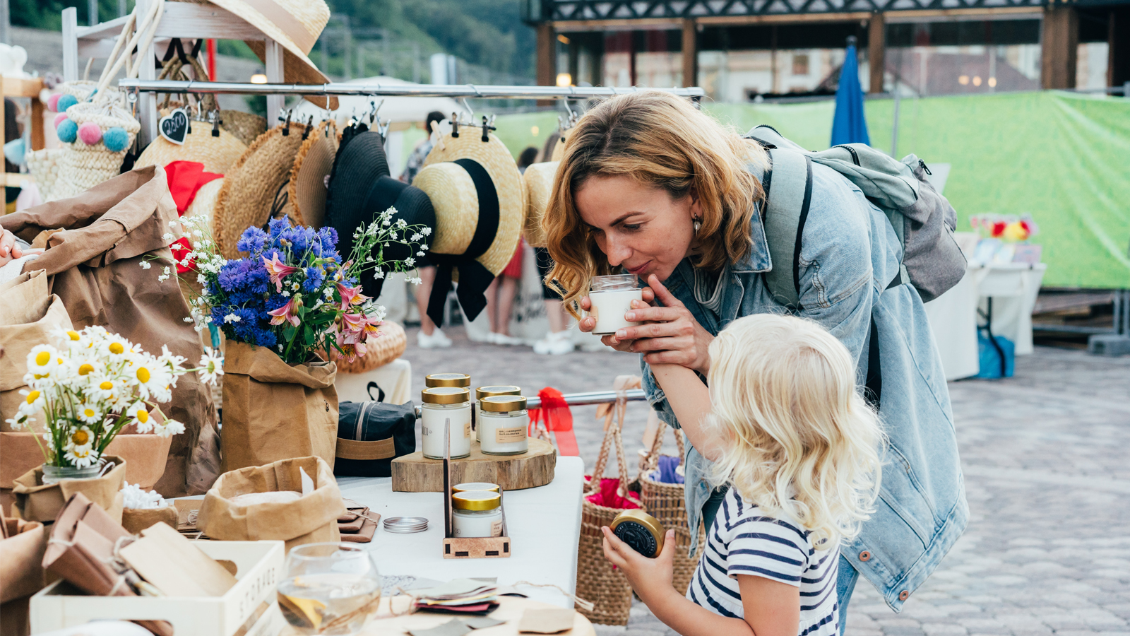 Vendors and shoppers at the Paris Street Market on Grand River Street North