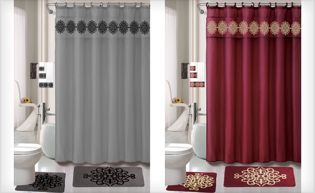 Image of Up To 65% Off an 18 Piece Bath Mat/Shower Curtain Set