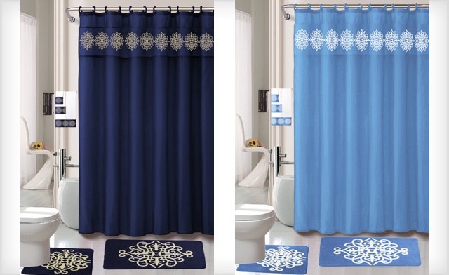 Image of Up To 65% Off an 18 Piece Bath Mat/Shower Curtain Set