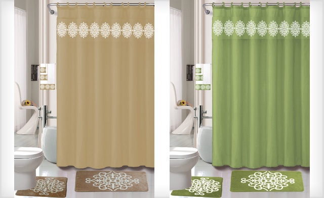 Image of Up To 65% Off an 18 Piece Bath Mat/Shower Curtain Set