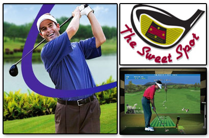 Image of $20 for a One Hour of Golf Simulator Time, Including One Set of Clubs for Up to 5 Golfers The Sweet Spot Virtual Golf Cafe and Bar