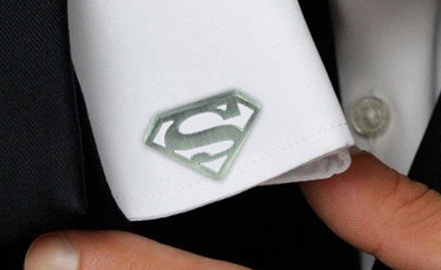 Image of $11.37 for a Pair of White Gold-Plated Superman Cufflinks (a $50 Value) 