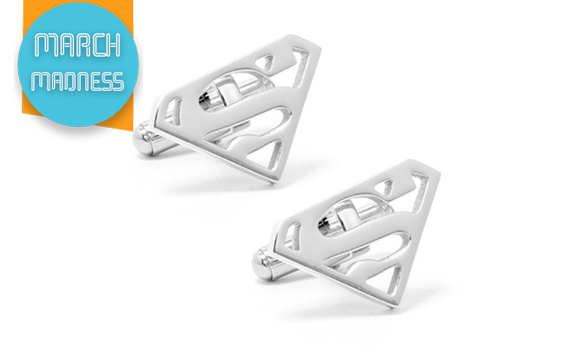 Image of $11.37 for a Pair of White Gold-Plated Superman Cufflinks (a $50 Value) 