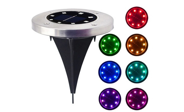 Image of $29.95 for a Solar 8-LED Pathway Disk Lights - 4 Pack (a $109.99 Value)