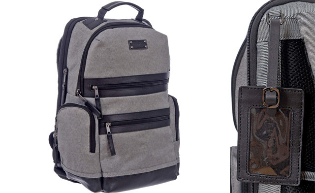 Image of $39 for a Renwick Treated Canvas & Leather Business Backpack with RFID Protection (a $79.99 Value)