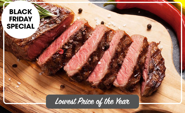 PRICE DROP! $79 for 10 x 12 oz New York Hand-Cut AA/AAA Striploin Steaks (a $180 Value)