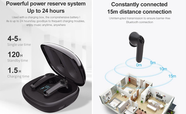 Image of $22.95 for a Pair of TWS Bluetooth Wireless Earbuds with a Microphone (a $77.59 Value)