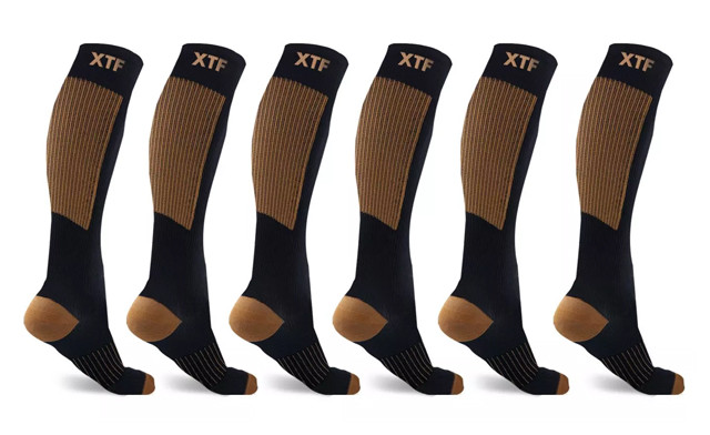 Image of $29.95 for a 6-Pack of Unisex Copper-Infused Compression Socks (an $84.99 Value)