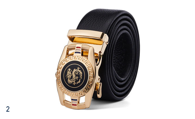 PACIFIC GOLD Black PU Leather Autolock Belt For Men | No Hole Adjustable Buckle