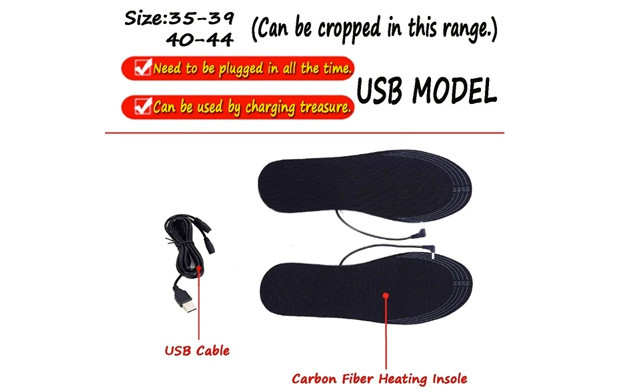Image of $19.95 for a USB Electric Heated Black Shoe Insoles (a $39 Value)