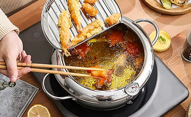 Image of $33.95 for a 3.4L Stainless Steel Deep Fryer Pot with Thermometer (a $69.99 Value)
