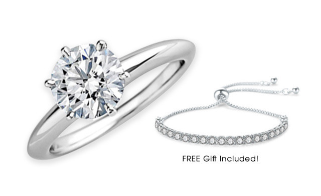 Image of Up to 87% off a Moissanite Engagement Ring + FREE Bracelet