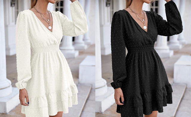 Image of $43.95 for a Women's V-Neck Long Sleeve Dress (a $97.99 Value)