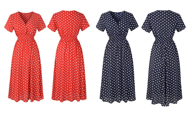 Image of $29.95 for a Women Polka Dots V Neck Dress (a $74.99 value)