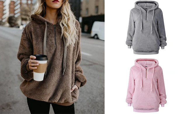 Image of $29.95 for a Women's Plush Teddy Hoodie (a $59 Value)