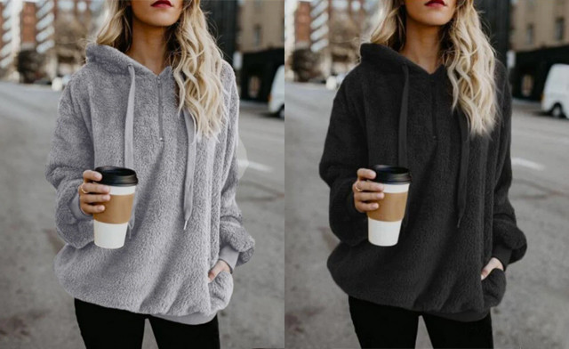 Image of $29.95 for a Women's Plush Teddy Hoodie (a $59 Value)