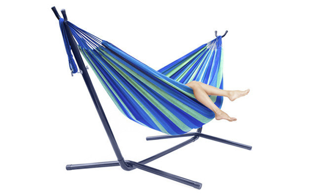 Image of $97.49 for a 2-Person Hammock w/ Steel Stand and Carrying Case (a $229 Value)
