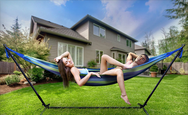 Image of $97.49 for a 2-Person Hammock w/ Steel Stand and Carrying Case (a $229 Value)