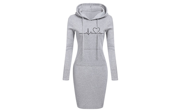 Image of Up to 48% off a Long Sleeve Hoodie Dress