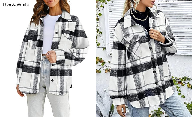 Image of $39 for a Women's Plaid Shacket (a $67.99 Value)