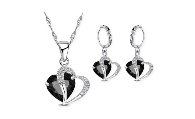 Image of $20.95 for a Sterling Silver Crystal Heart Set (a $92.50 Value)
