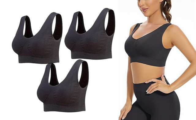 Image of $25.95 for a 3-Pack of Seamless Wireless Sports Bras (a $60 Value)