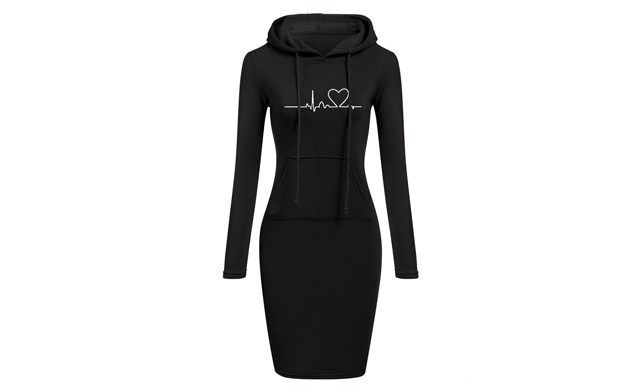 Image of Up to 48% off a Long Sleeve Hoodie Dress