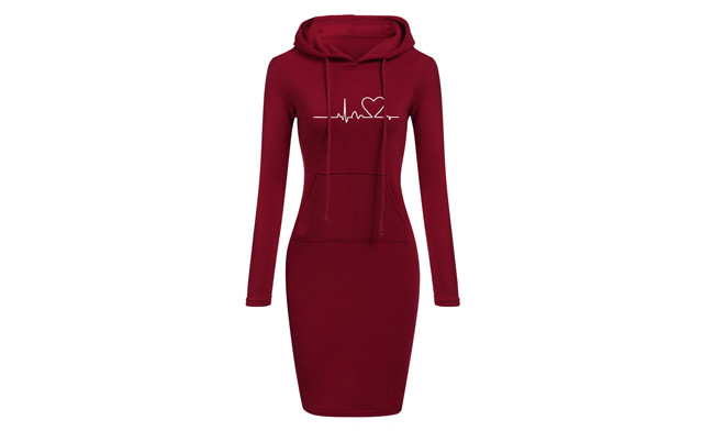 Image of Up to 48% off a Long Sleeve Hoodie Dress
