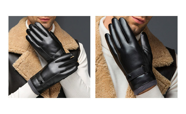 Image of $20.95 for Men's Touchscreen PU Leather Gloves (a $45 Value)