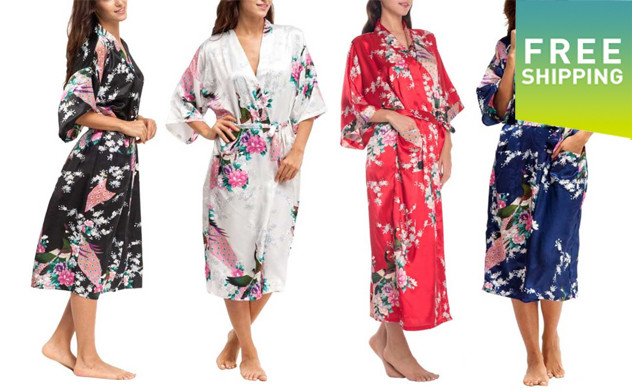 Image of $32.95 for a Silk Kimono Robe Gown (a $72.99 Value)
