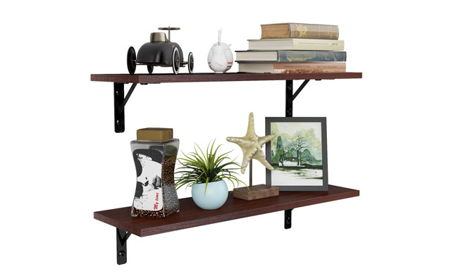 Image of $19.95 for a 2-Pack of Wall-Mounted Floating Shelves (a $52.99 Value)