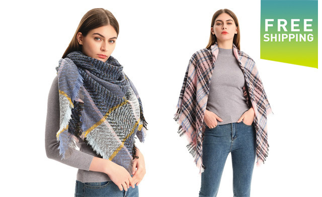 Image of $16.95 for a Large Plaid Triangle Scarf (a $39.99 Value)
