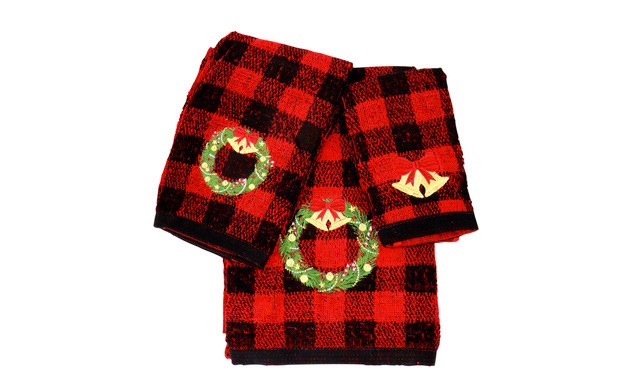 Image of $45.50 for Three Sets of 3-Piece Christmas Plaid Towels (a $119 Value)
