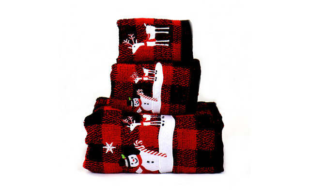 Image of $45.50 for Three Sets of 3-Piece Christmas Plaid Towels (a $119 Value)