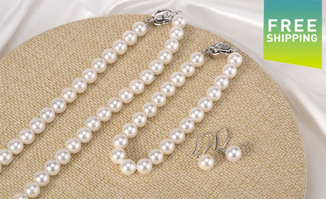 Image of Up to 82% off a 3-Piece Pearl Necklace Set