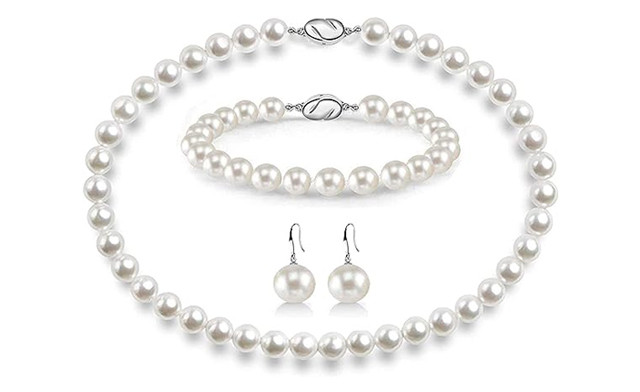 Image of Up to 82% off a 3-Piece Pearl Necklace Set