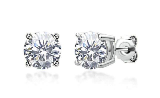 Image of $71.90 & Up for a Pair of Moissanite Stud Earrings + FREE Bracelet