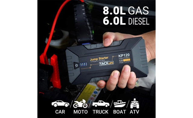 thumbnail image 2 of TACKLIFE KP120 1200A Car Jump Starter – 12800mAh For 8L Gas / 6L Diesel – With Carrying Case 2 of 3