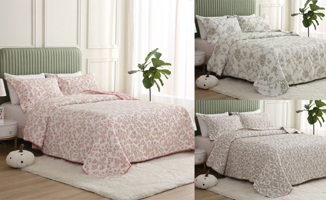 Image of $35.95 & Up for a Jacquard Embroidered Quilt Set