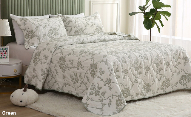 Image of $35.95 & Up for a Jacquard Embroidered Quilt Set