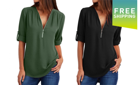 $23.99 for a Women's Solid V-Neck Top (a $41.99 Value)