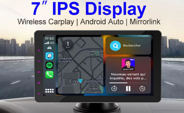 Image of $94 for a 7-Inch Car Wireless Screen with Apple CarPlay & Android Auto (a $129 Value)