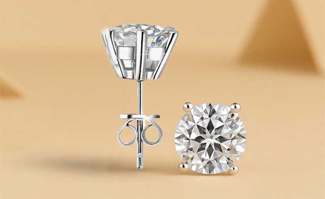 Image of $76.99 & Up for Moissanite 3-Prong Stud Earrings