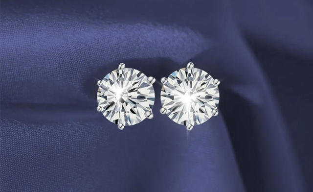 Image of $76.99 & Up for Moissanite 3-Prong Stud Earrings