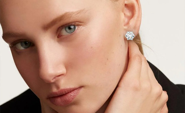 Image of $76.99 & Up for Moissanite 3-Prong Stud Earrings