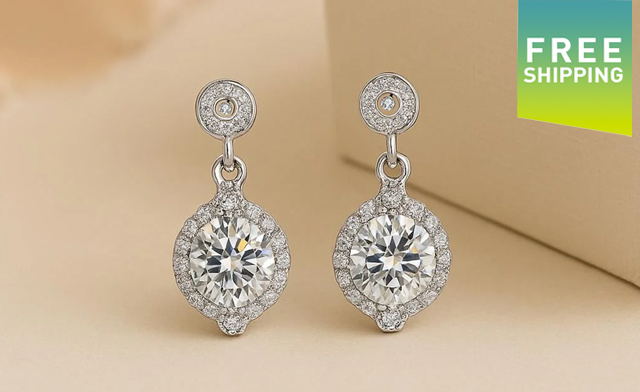 Image of $117.99 for Women's S925 Silver Moissanite Stud Earrings (a $485.64 Value)