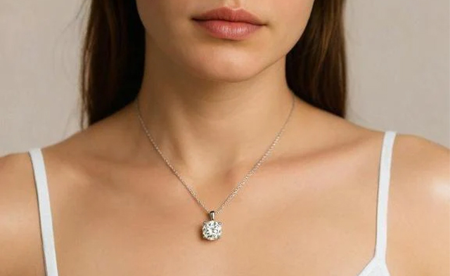 Image of $76.99 & Up for a 925 Silver Moissanite Pendant Necklace